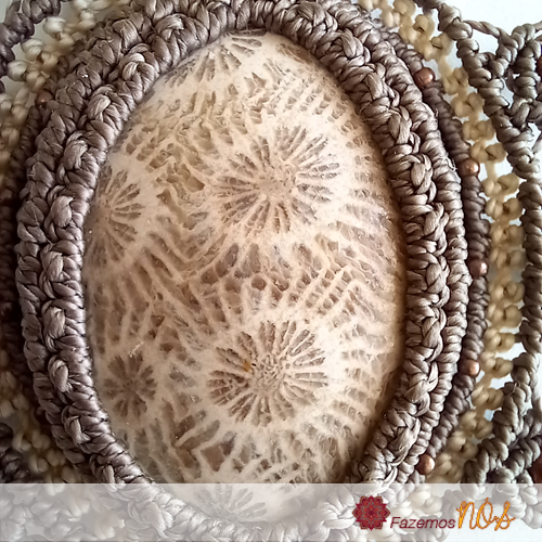 fóssil coral, coral fossil micromacrame